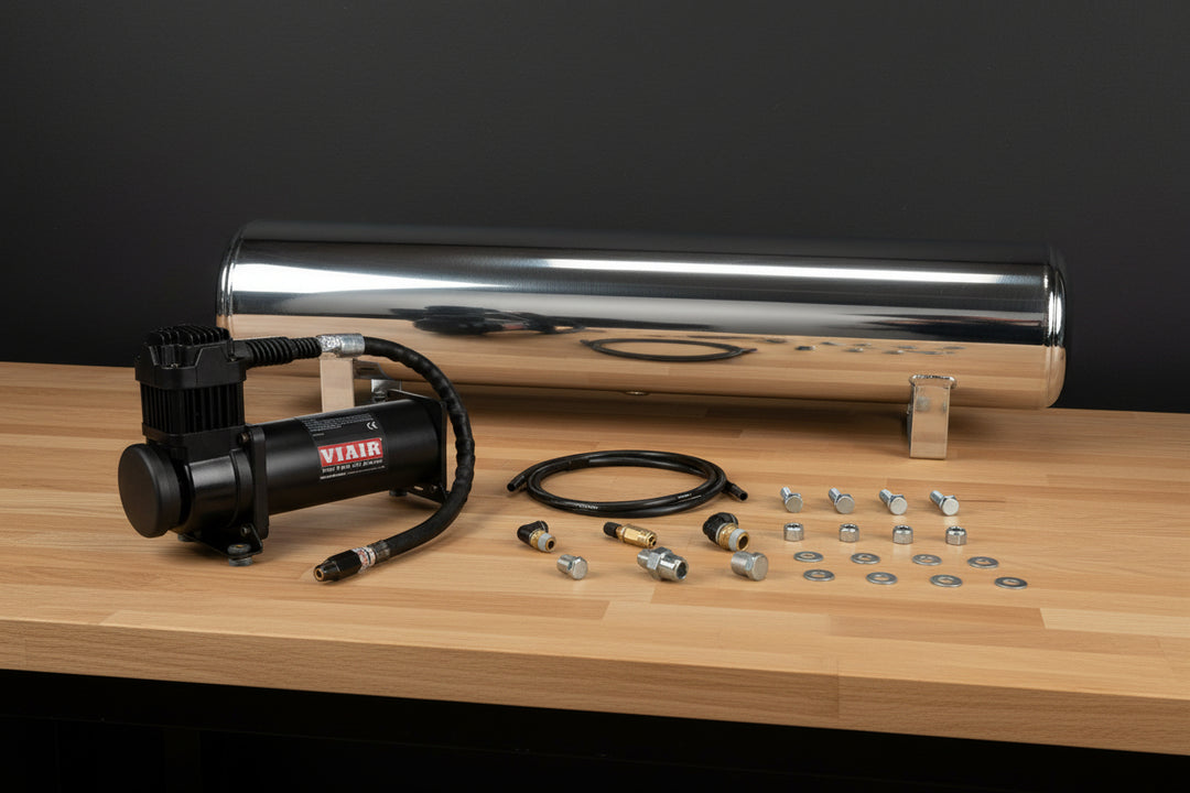Polished Air Tank + Viair 444c Chrome Compressor Kit