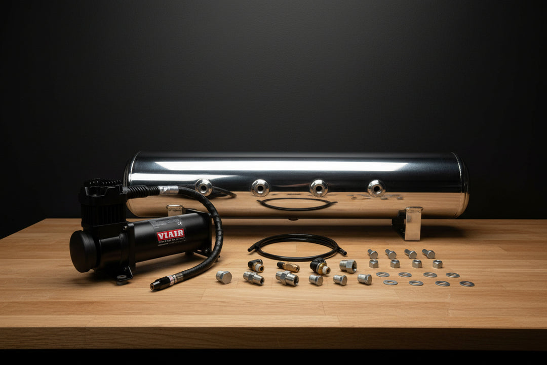 Polished Air Tank + Viair 444c Chrome Compressor Kit